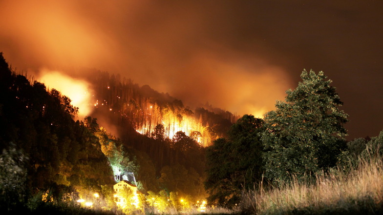 Großbrand im Wald zwischen Schmilka und Hrensko im Sommer 2022.