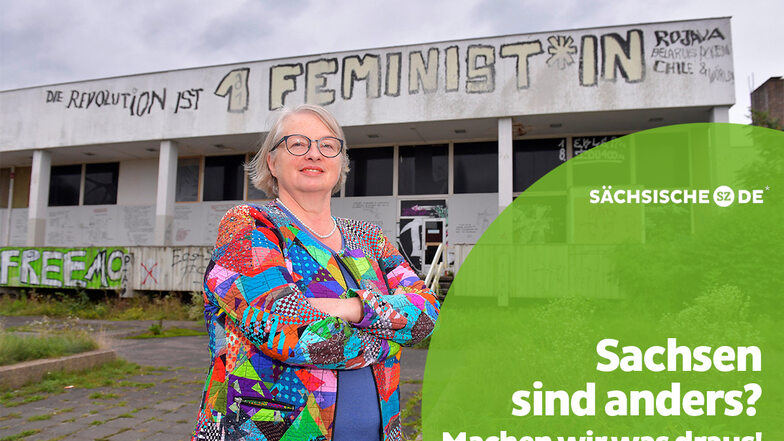 Sternchen nutzt sie nicht, verfolgt aber die Diskussion mit Interesse: Die Dresdnerin Manuela Queitsch, 63, auf dem Robotron-Gelände in Dresden.