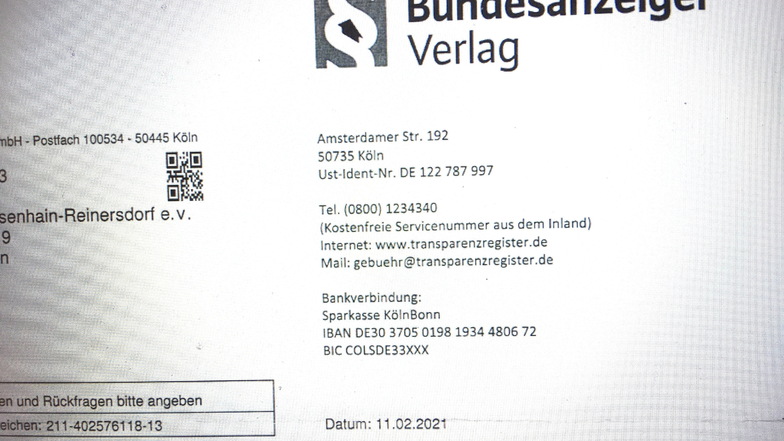 Der Bundesanzeiger Verlag in Köln schickt Schreiben an jegliche Vereine mit einer Gebührenforderung. Ein Anwalt rät, nicht zu zahlen.