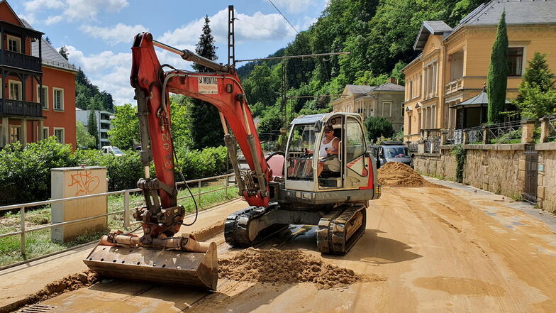 Nach dem Überflutungen sind Aufräumarbeiten im Kirnitzschtal angesagt.