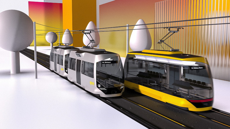 Dieser Designvorschlag für Dresden orientiert sich an den Tatra-Straßenbahnen.