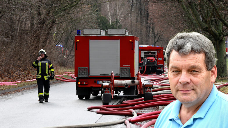 Nicht nur bei Bränden, wie hier in Niedercunnersdorf, ist die Feuerwehr zur Stelle. Sie hilft zum Beispiel auch bei Unfällen. Bürgermeister Michael Görke sieht da künftig finanzielle Probleme.