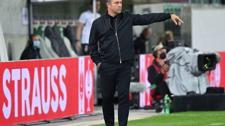 Musste in St. Gallen erkennen, dass „aller Anfang nicht immer ganz einfach ist“: Bundestrainer Hansi Flick gibt bei seiner Premiere gegen Liechtenstein Anweisungen an seine Spieler.