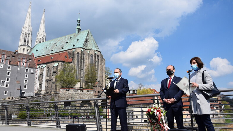 Gedenken zum Ende des Zweiten Weltkrieges auf der Altstadtbrücke
Foto: Stadt Görlitz