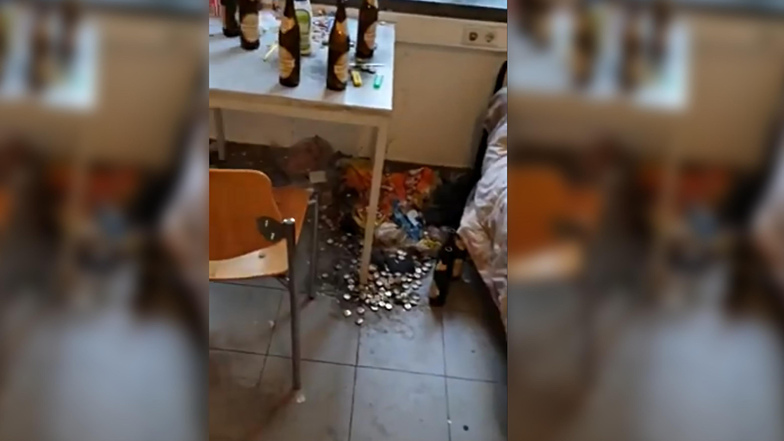 Ein Video im Internet zeigt ein verdrecktes Zimmer in der inzwischen geschlossenen Flüchtlingsunterkunft Greenpark in Bautzen.