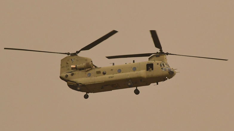 In den kommenden Tagen öfter über Dresden zu sehen? Chinook-Transport-Hubschrauber der US-Streitkräfte.