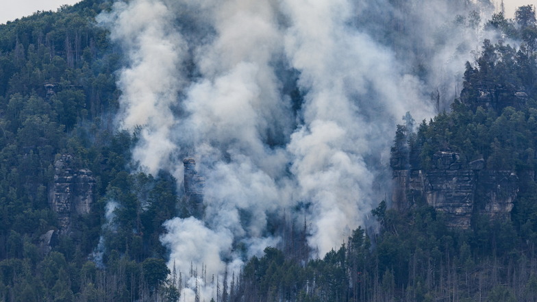 Der Wald brennt im Nationalpark Sächsische Schweiz. Drei Feuerwehren aus Döbeln werden die Ortswehren vor Ort beim Löschen unterstützen.