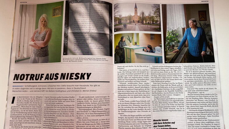 Auf fünf Seiten berichtet das Hamburger Wochenmagazin "Spiegel" in seiner aktuellen Ausgabe über den Hausärzte-Notstand in Niesky.
