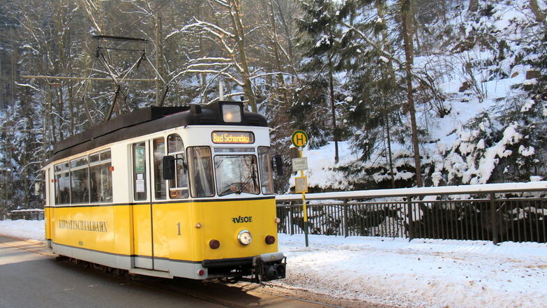 Die Kirnitzschtalbahn fährt bis Silvester häufiger.