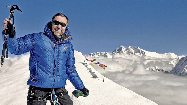 Matthias Jäger klettert schon seit Kindertagen leidenschaftlich gern. Allein in Nepal war der Riesaer fünf Mal. Das Land habe es ihm besonders angetan, sagt er.