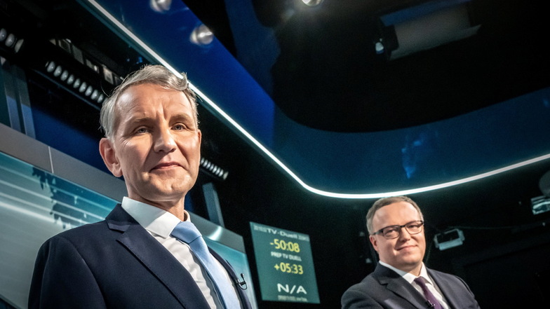 Thüringer Wahldebatte: Höcke gegen Voigt – so chaotisch verlief das TV-Duell