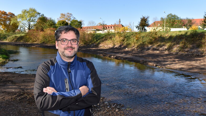 Baustelle am Fluss: Christoph Rauch verantwortet als Projektleiter den Hochwasserschutz an der Weißeritz.