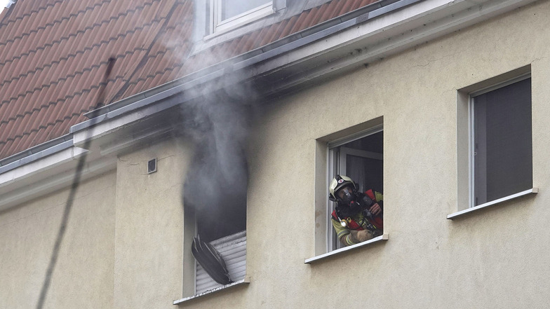 Bei einem Brand in Dresden-Cotta hat die Feuerwehr am Dienstag fünf Menschen und einen Hund gerettet.
