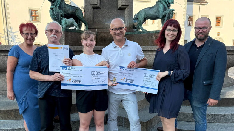 Freude bei den Vertretern des Döbelner SV und des Döbelner SC über  die Ehrung bei den "Sternen des Sports" in Freiberg.