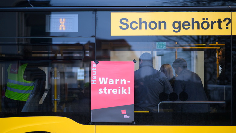 Busse, Bahnen und Fähren stehen still: Streik im Nahverkehr in Sachsen hat begonnen