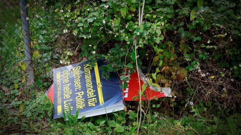 Zwischen Pulsnitz und Ohorn haben Unbekannte ein FDP-Plakat abgerissen.