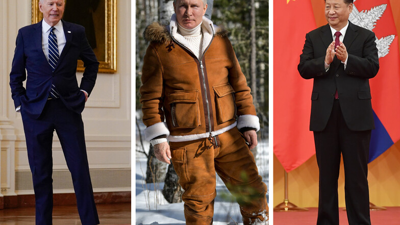 Auch mit den Präsidenten Russlands, Putin (M), und von China, Xi (r) will US-Präsident Biden beim Klimaschutz voran kommen.