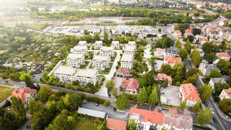 Wohnpark "Sandsteingärten" an der Rädelstraße: Neues Stadtviertel mit 107 Quartieren in elf Häusern.