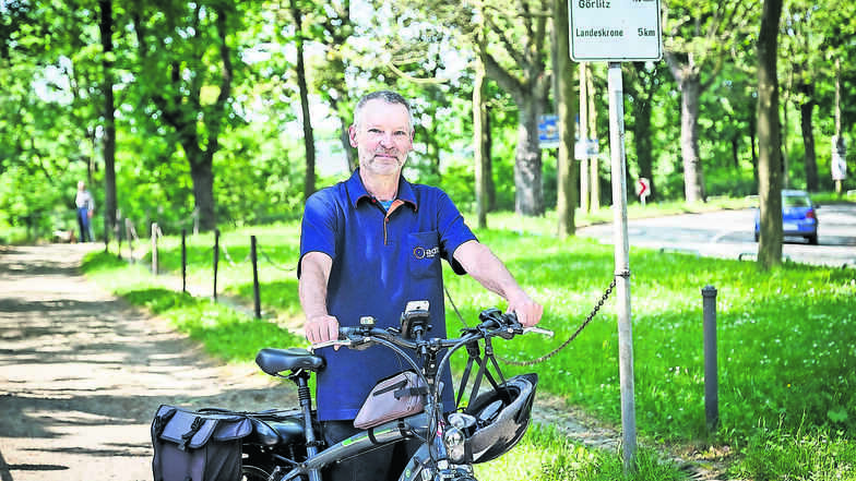 Peter Schellin vom Görlitzer ADFC ist mit der Fahrradfreundlichkeit in Görlitz zufrieden. Auch an der Dr.-Kahlbaum-Allee hat sich aus seiner Sicht manches verbessert – nur noch nicht im oberen Teil.