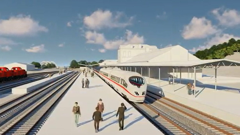 So sieht der Bahnhof Riesa in einem Animationsfilm der Deutschen Bahn aus.
