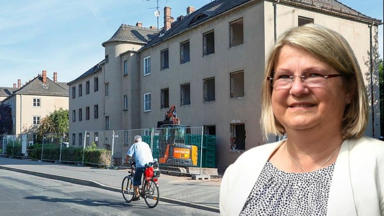 Geschäftsführerin Uta-Sylke Standke erklärt die Abriss-Pläne für die Häuser an der Kantstraße.