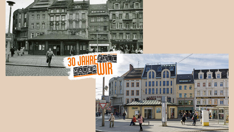 Der Deminaiplatz um 1990 und heute