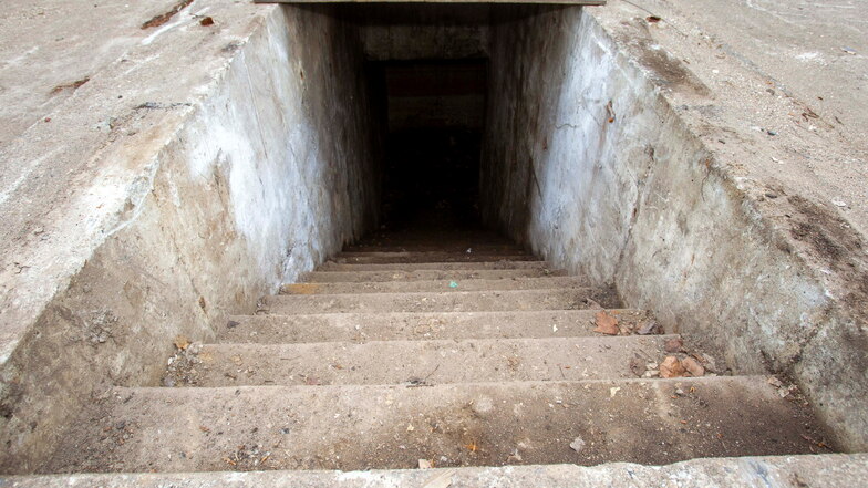 Früher und jetzt verschlossen und nur für den Besuch von sächsische.de mal geöffnet: der Bunker auf dem Heidenauer Mafa-Gelände.