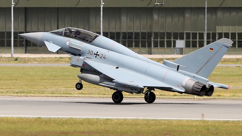Zwei Eurofighter ähnlich wie dieser mussten am Donnerstag in Leipzig zwischenlanden.