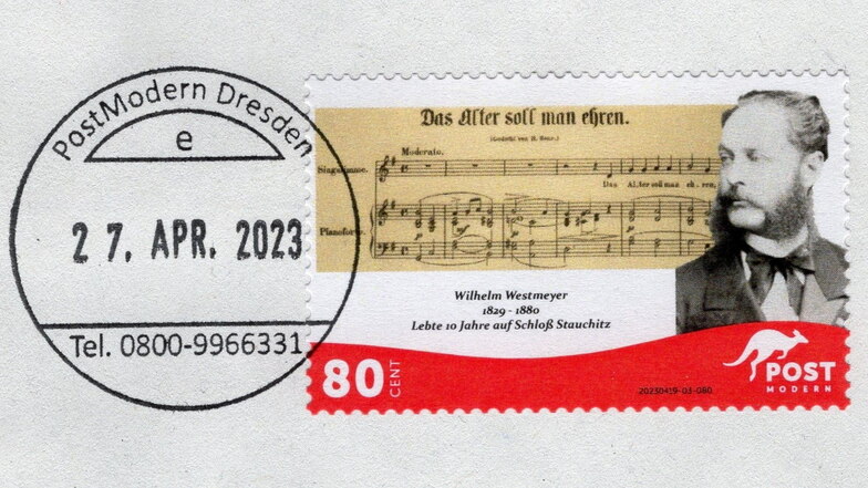 Eine Briefmarke mit dem Bildnis des Komponisten Wilhelm Westmeyer ließ der Stauchitzer Matthias Fiebiger erstellen. Der Komponist verbrachte hier zehn Jahre seines Lebens.