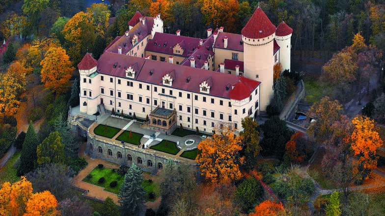 Das Schloss Konopiště in der mittelböhmischen Stadt Benešov etwa 37 km südlich von Prag.