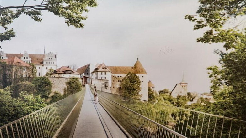 So könnte der Blick von der geplanten Spreebrücke in Richtung Bautzener Altstadt aussehen. Sie würde sich auf etwa 100 Metern über das Spreetal spannen.