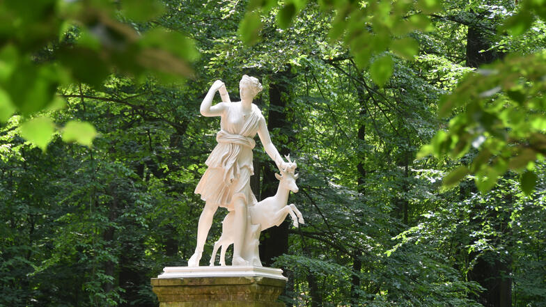 Ohne Aufhebens kam jetzt die echte Jagdgöttin Diana in den Dittersbacher Schlosspark zurück. Ein Sturm hatte das Abbild zerstört.