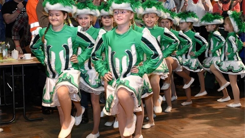 Die Kinderfunken führten den Einzug des Daubitzer Karnevalsvereins am Sonnabendabend an.