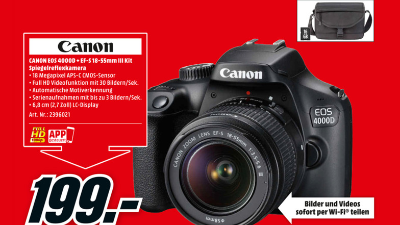 Canon EOS 4000 D + EF – S 18-55  mm III Kit