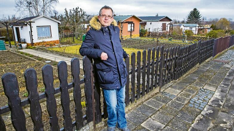 Torsten Sittmann Anfang 2018 in einer Kleingartenanlage in Riesa. Jahrelang war er Vorsitzender und Geschäftsführer des Verbands der Gartenfreunde Riesa. Nun kursieren schwere Vorwürfe gegen ihn.