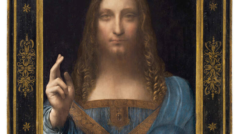 Das um 1500 entstandene Porträt von Jesus Christus in Öl (Ausschnitt) wurde am 15. November 2017 bei Christie's für 450 Millionen Dollar versteigert und damit überraschend zum teuersten jemals bei einer Auktion verkauften Kunstwerk.