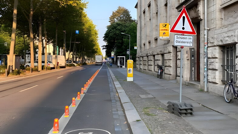 In Leipzig gibt es beispielsweise an der Richard-Lehmann-Straße Poller als Abgrenzung zwischen Radfahrstreifen und Autospur.