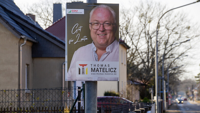 Thomas Matelicz ist bereits mit Wahlplakaten in Lauta präsent.