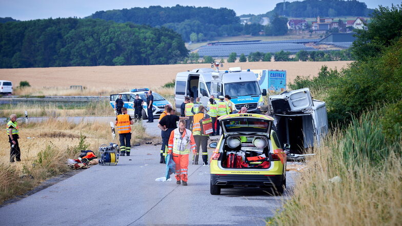 Die Unfallstelle auf der A17 bei Bahretal: Hier kam der Transporter im Juli letzten Jahres von der Fahrbahn ab.