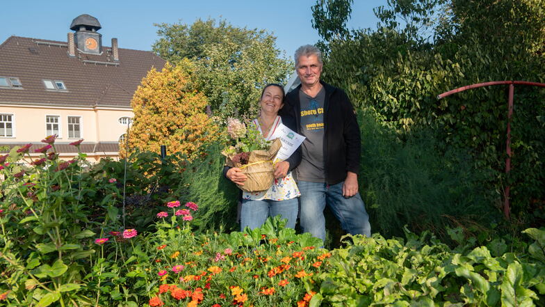 Ausgewogene Hausgarten-Nutzung: Silvia und Ralf Nitsche aus Zschaiten brachten es in dieser Kategorie auf die höchste Punktzahl.