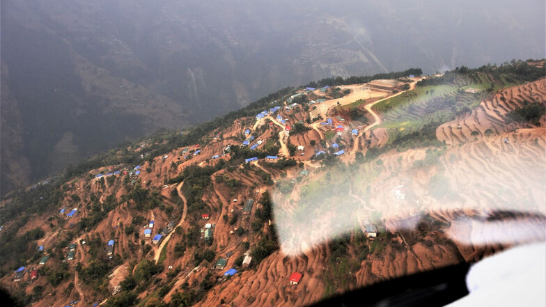 Beim Helikopter-Flug von Lukla nach Kathmandu gab es noch einmal einen wundervollen Blick von oben.