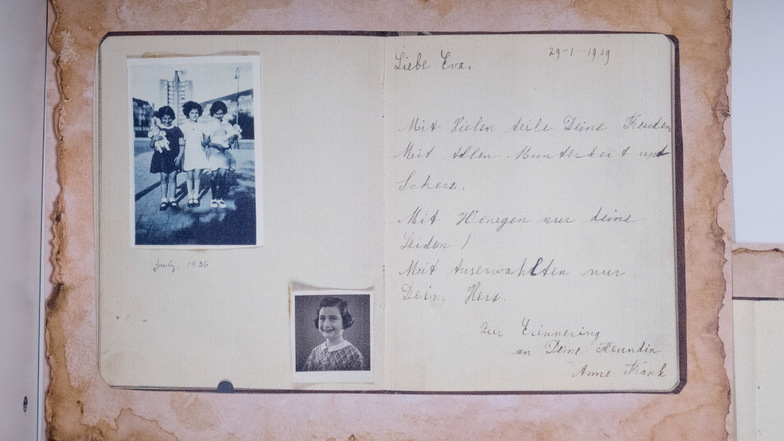 Anne Frank schrieb dem Görlitzer Mädchen Eva Goldberg etwas ins Poesiealbum ein. Die beiden waren gleichaltrig und freundeten sich in Amsterdam an, wo Eva zwei Tanten hatte.