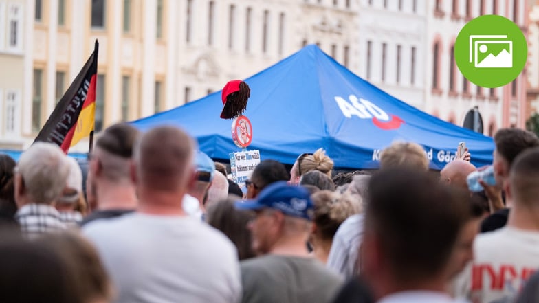 AfD-Spitzenpolitiker und -Anhänger kamen am Freitag in Görlitz zusammen - aber das letzte Wort in diesem Wahlkampf hatten sie nicht.