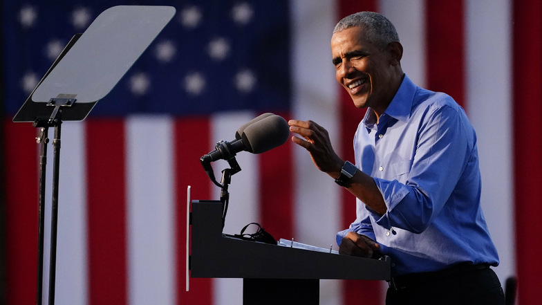Barack Obama auf einer Wahlkampfveranstaltung zur Unterstützung für den demokratischen Präsidentschaftskandidaten Biden.