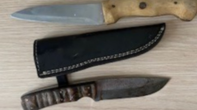 Diese beiden verbotenen Messer haben Bundespolizisten bei einem Polen gefunden.