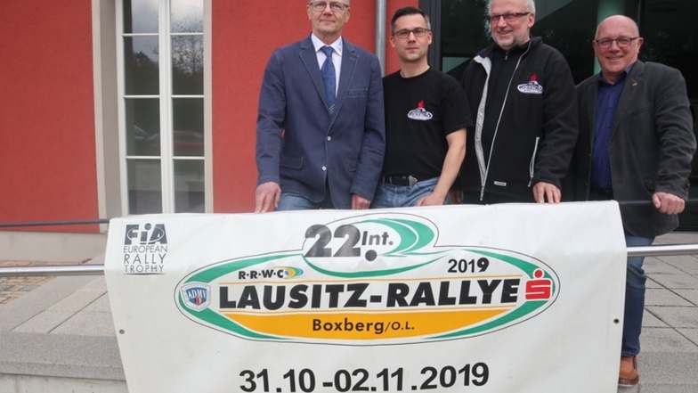 Team für die Rallye: Bernd Seidel, Björn Fröbe, Wolfgang Rasper, Boxbergs Bürgermeister Achim Junker (v.l.n.r.).