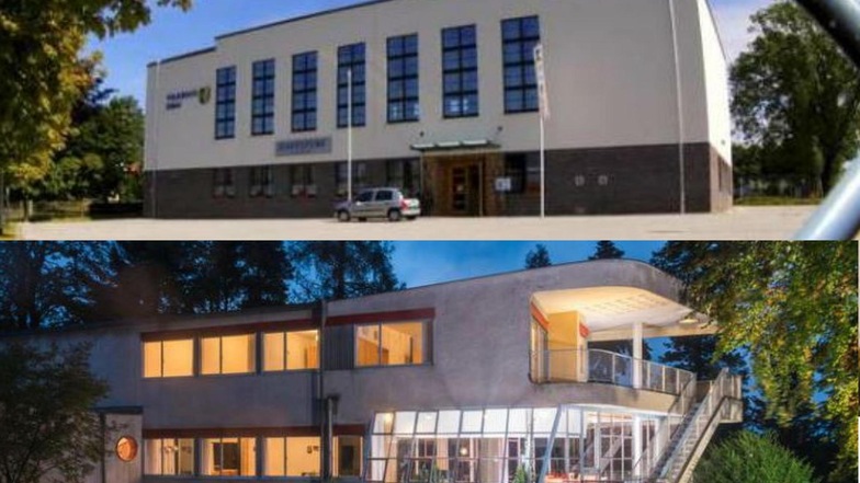 Nicht nur das berühmte Haus Schminke (unten), sondern auch das Volkshaus Eibau (oben) stehen in der Tradition des derzeit wieder gefeierten Bauhaus-Stils.