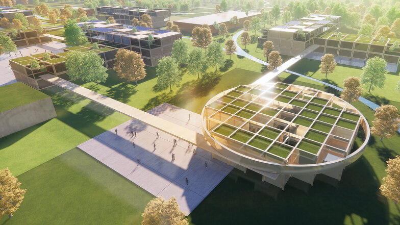Entwurf zum künftigen Lausitz Art of Building, dem  Großforschungszentrum für neues Bauen in der Lausitz.
