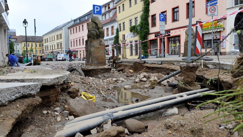 Die Flut im Jahr 2013 richtete große Schäden in der Ritterstraße an.