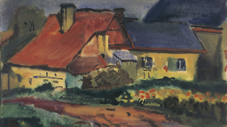 Curt Querner malte „Die alte Hütte in Börnchen“ 1943. Das Aquarell stammt aus der Sammlung von Hellmuth Heinz.